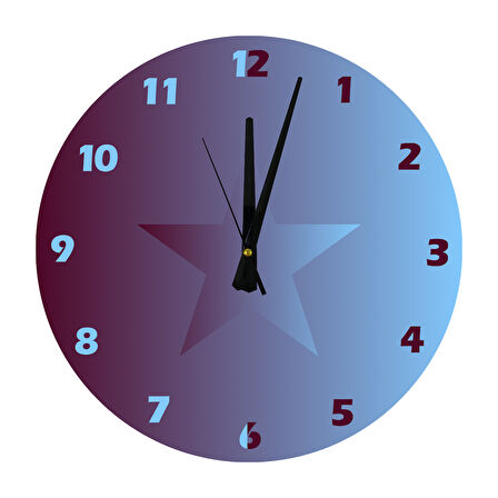 Tİ-PLAY YILDIZLI BORDO MAVİ 30X30CM AKRİLİK DEKORATİF MODERN DUVAR SAATİ