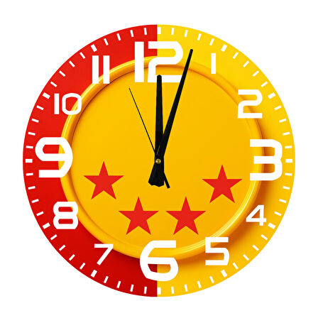 Tİ-PLAY SARI KIRMIZI BEYAZ 30X30CM AKRİLİK DEKORATİF MODERN DUVAR SAATİ