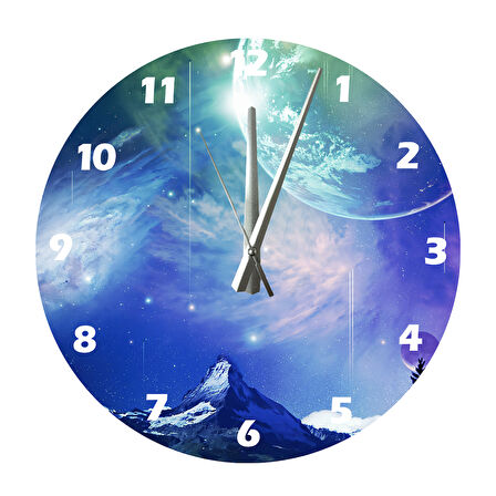 Tİ-PLAY DAĞ VE GEZEGEN 30X30CM AKRİLİK DEKORATİF MODERN DUVAR SAATİ