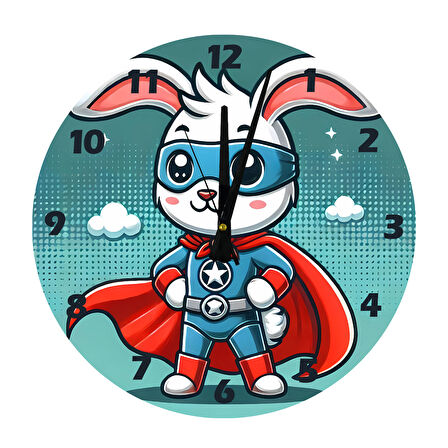 Tİ-PLAY SÜPER TAVŞAN 30X30CM AKRİLİK DEKORATİF MODERN DUVAR SAATİ