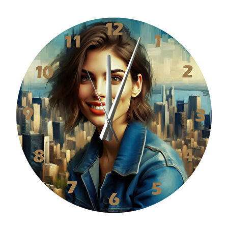 Tİ-PLAY ŞEHİR VE MUTLULUK30X30CM AKRİLİK DEKORATİF MODERN DUVAR SAATİ