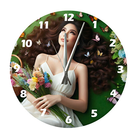 Tİ-PLAY ÇİÇEKLER VE GÖKYÜZÜ 30X30CM AKRİLİK DEKORATİF MODERN DUVAR SAATİ