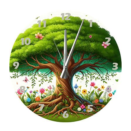 Tİ-PLAY HAYAT AĞACI 30X30CM AKRİLİK DEKORATİF MODERN DUVAR SAATİ