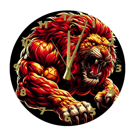 Tİ-PLAY ASLAN BASKI KURDU 30X30CM AKRİLİK DEKORATİF MODERN DUVAR SAATİ