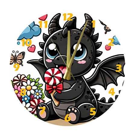 Tİ-PLAY KAHRAMAN YAVRU EJDERHA 30X30CM AKRİLİK DEKORATİF MODERN DUVAR SAATİ