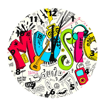 Tİ-PLAY MÜZİK RENKTİR 30X30CM AKRİLİK DEKORATİF MODERN DUVAR SAATİ