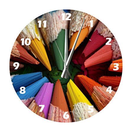 Tİ-PLAY RENKLİ KALEMLER 30X30CM AKRİLİK DEKORATİF MODERN DUVAR SAATİ