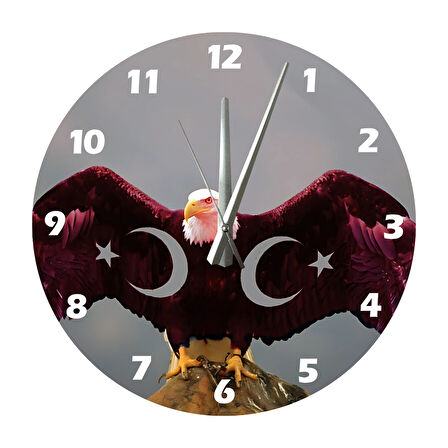 Tİ-PLAY KARTAL VE VATAN 30X30CM AKRİLİK DEKORATİF MODERN DUVAR SAATİ