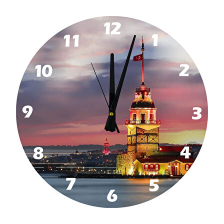 Tİ-PLAY KIZ KULESİ 30X30CM AKRİLİK DEKORATİF MODERN DUVAR SAATİ