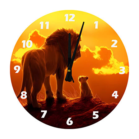 Tİ-PLAY ASLAN VE YAVRUSU 30X30CM AKRİLİK DEKORATİF MODERN DUVAR SAATİ