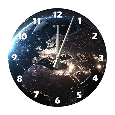 Tİ-PLAY DÜNYA 30X30CM AKRİLİK DEKORATİF MODERN DUVAR SAATİ