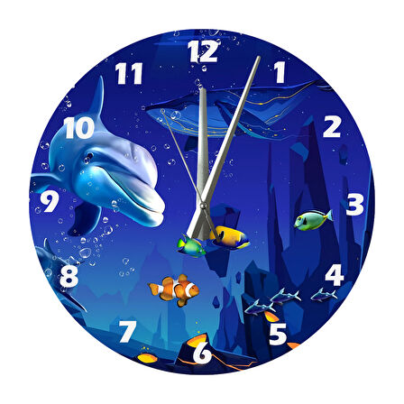 Tİ-PLAY SEVİMLİ BALİNA 30X30CM AKRİLİK DEKORATİF MODERN DUVAR SAATİ