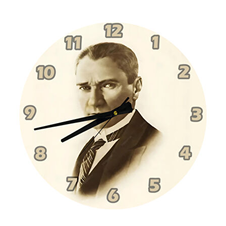 Tİ-PLAY MUSTAFA KEMAL 30X30CM AKRİLİK DEKORATİF MODERN DUVAR SAATİ