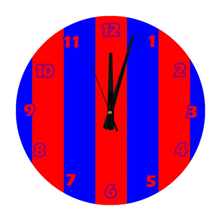 Tİ-PLAY BORDO MAVİ ÇİZGİLER 30X30CM AKRİLİK DEKORATİF MODERN DUVAR SAATİ