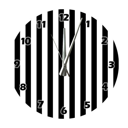 Tİ-PLAY SİYAH BEYAZ ÇİZGİLER 30X30CM AKRİLİK DEKORATİF MODERN DUVAR SAATİ