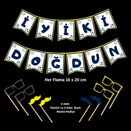 Ti-Play SARI LACİVERT DOĞUM GÜNÜ YAZISI (MASKE HEDİYELİ)