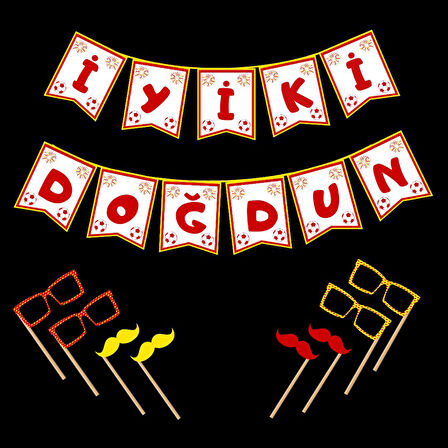 Ti-Play SARI KIRMIZI DOĞUM GÜNÜ YAZISI (MASKE HEDİYELİ)