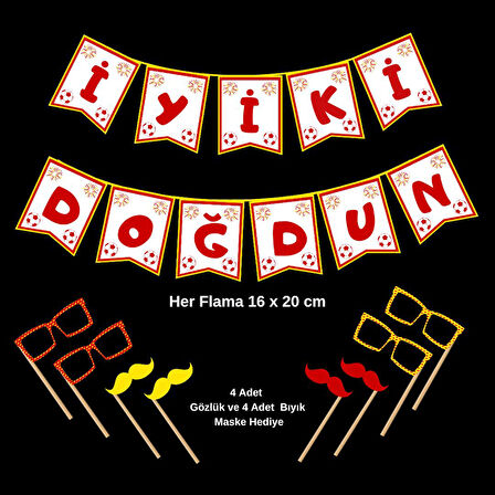Ti-Play SARI KIRMIZI DOĞUM GÜNÜ YAZISI (MASKE HEDİYELİ)
