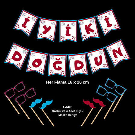 Ti-Play BORDO MAVİ DOĞUM GÜNÜ YAZISI (MASKE HEDİYELİ)