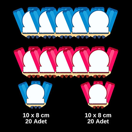 ÖĞRENCİ YAKA VE DOLAP İSİM KARTLARI 001 40'lı Paket