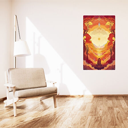 BOHEM TABLO RÜYA MANZARASI MANEVİ, SICAK TONLAR BOHEM DUVAR SANATI ÇERÇEVESİZ TABLO