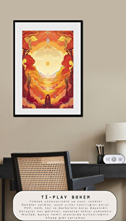 BOHEM TABLO RÜYA MANZARASI MANEVİ, SICAK TONLAR BOHEM DUVAR SANATI ÇERÇEVESİZ TABLO
