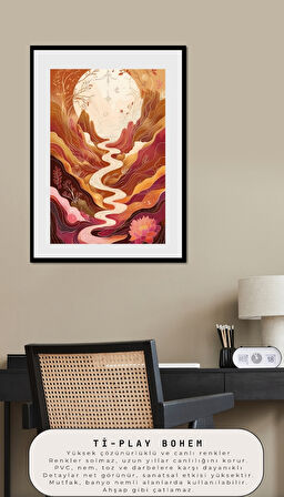 BOHEM TABLO RÜYA MANZARASI MANEVİ, SICAK TONLAR BOHEM DUVAR SANATI ÇERÇEVESİZ TABLO