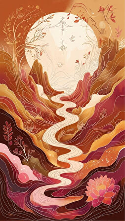 BOHEM TABLO RÜYA MANZARASI MANEVİ, SICAK TONLAR BOHEM DUVAR SANATI ÇERÇEVESİZ TABLO