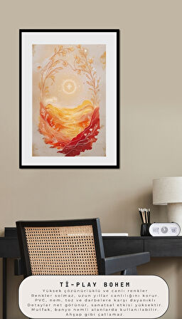 BOHEM TABLO RÜYA MANZARASI MANEVİ, SICAK TONLAR BOHEM DUVAR SANATI ÇERÇEVESİZ TABLO