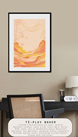 BOHEM TABLO RÜYA MANZARASI MANEVİ, SICAK TONLAR BOHEM DUVAR SANATI ÇERÇEVESİZ TABLO