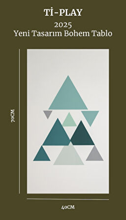 BOHEM TABLO SOYUT ÜÇGENLER, GEOMETRİK, SOYUT ÜÇGENLER BOHEM DUVAR SANATI ÇERÇEVESİZ TABLO