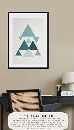 BOHEM TABLO SOYUT ÜÇGENLER, GEOMETRİK, SOYUT ÜÇGENLER BOHEM DUVAR SANATI ÇERÇEVESİZ TABLO