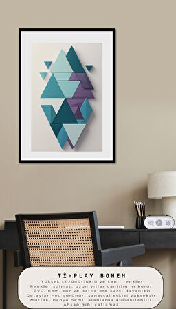 BOHEM TABLO SOYUT ÜÇGENLER, GEOMETRİK, SOYUT ÜÇGENLER BOHEM DUVAR SANATI ÇERÇEVESİZ TABLO