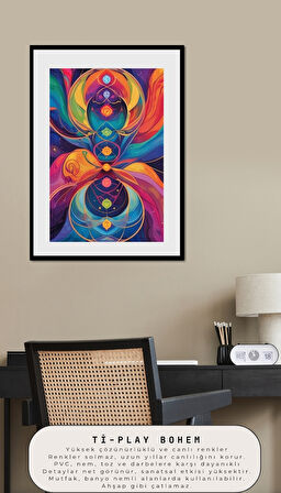 BOHEM TABLO ÇAKRA SPİRİTÜEL, CANLI RENKLER BOHEM DUVAR SANATI ÇERÇEVESİZ TABLO