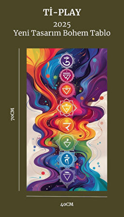 BOHEM TABLO ÇAKRA SPİRİTÜEL, CANLI RENKLER BOHEM DUVAR SANATI ÇERÇEVESİZ TABLO