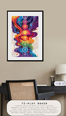 BOHEM TABLO ÇAKRA SPİRİTÜEL, CANLI RENKLER BOHEM DUVAR SANATI ÇERÇEVESİZ TABLO