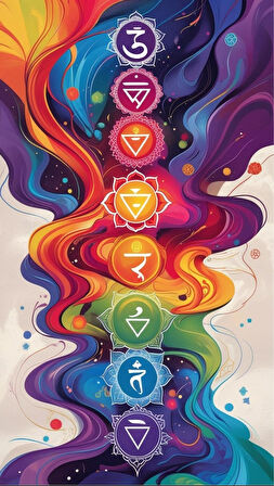 BOHEM TABLO ÇAKRA SPİRİTÜEL, CANLI RENKLER BOHEM DUVAR SANATI ÇERÇEVESİZ TABLO