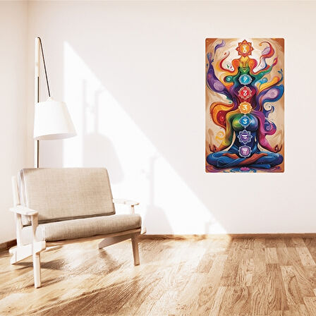 BOHEM TABLO ÇAKRA SPİRİTÜEL, CANLI RENKLER BOHEM DUVAR SANATI ÇERÇEVESİZ TABLO