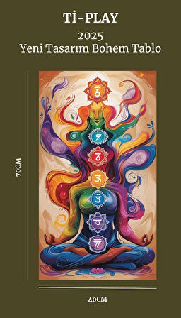 BOHEM TABLO ÇAKRA SPİRİTÜEL, CANLI RENKLER BOHEM DUVAR SANATI ÇERÇEVESİZ TABLO