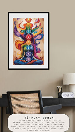 BOHEM TABLO ÇAKRA SPİRİTÜEL, CANLI RENKLER BOHEM DUVAR SANATI ÇERÇEVESİZ TABLO