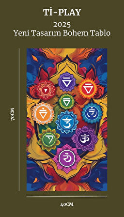 BOHEM TABLO ÇAKRA SPİRİTÜEL, CANLI RENKLER BOHEM DUVAR SANATI ÇERÇEVESİZ TABLO