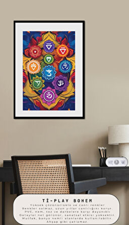 BOHEM TABLO ÇAKRA SPİRİTÜEL, CANLI RENKLER BOHEM DUVAR SANATI ÇERÇEVESİZ TABLO