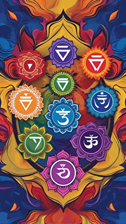 BOHEM TABLO ÇAKRA SPİRİTÜEL, CANLI RENKLER BOHEM DUVAR SANATI ÇERÇEVESİZ TABLO