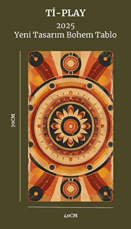 BOHEM TABLO DAİRESEL SİMETRİ GEOMETRİK SICAK RENKLER VİNTAGE BOHEM DUVAR SANATI ÇERÇEVESİZ TABLO