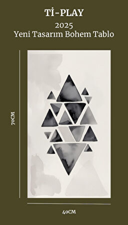 BOHEM TABLO SOYUT ÜÇGENLER, GEOMETRİK, SOYUT ÜÇGENLER BOHEM DUVAR SANATI ÇERÇEVESİZ TABLO