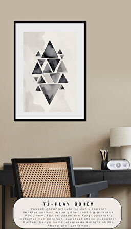 BOHEM TABLO SOYUT ÜÇGENLER, GEOMETRİK, SOYUT ÜÇGENLER BOHEM DUVAR SANATI ÇERÇEVESİZ TABLO
