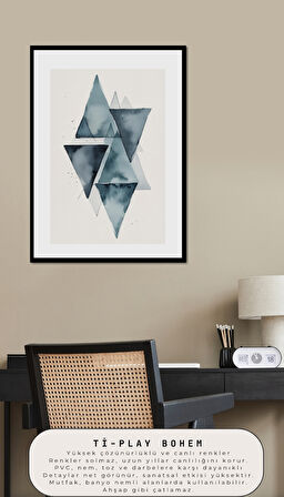 BOHEM TABLO SOYUT ÜÇGENLER, GEOMETRİK, SOYUT ÜÇGENLER BOHEM DUVAR SANATI ÇERÇEVESİZ TABLO