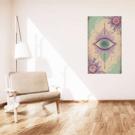 BOHEM TABLO ÜÇÜNCÜ GÖZ, MANEVİ, PASTEL RENKLER, VİNTAGE BOHEM DUVAR SANATI ÇERÇEVESİZ TABLO