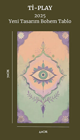 BOHEM TABLO ÜÇÜNCÜ GÖZ, MANEVİ, PASTEL RENKLER, VİNTAGE BOHEM DUVAR SANATI ÇERÇEVESİZ TABLO