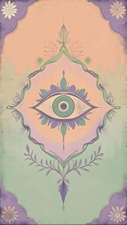 BOHEM TABLO ÜÇÜNCÜ GÖZ, MANEVİ, PASTEL RENKLER, VİNTAGE BOHEM DUVAR SANATI ÇERÇEVESİZ TABLO